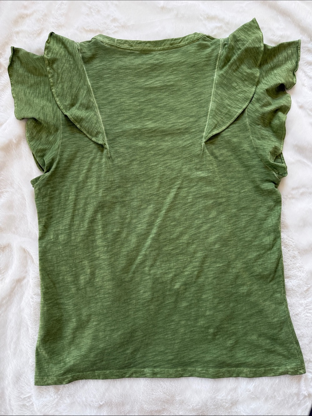 Veronica Beard Ruffled Pima Cotton Tee. - Picture 3 of 6
